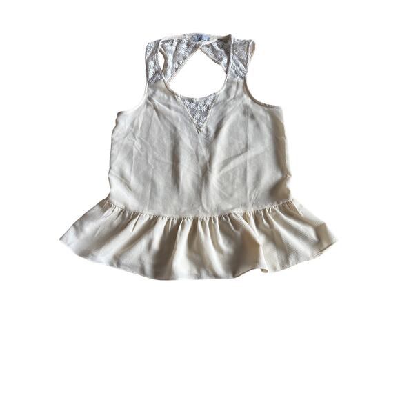 Y2K Tobi Lace Back Peplum Blouse Cream Size S - Picture 2 of 6